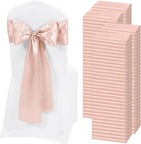 Miniatura 24 de 60 bandas para sillas de satén negro, diseño de lazos con lazos, para decoración de sillas para Acción de Gracias, boda, Navidad, banquetes