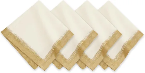 Miniatura 10 de Elrene Home Fashions Villeroy & Boch - Juego de 4 manteles individuales de mezcla de lino, 14 x 20 pulgadas, color blanco y plateado