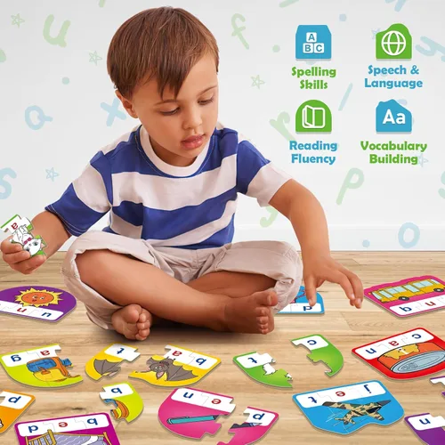 Miniatura 7 de Tarjetas de rompecabezas CVC para niños, juguetes de terapia del habla para niños pequeños, rompecabezas de palabras de 3 letras, juego de lectura