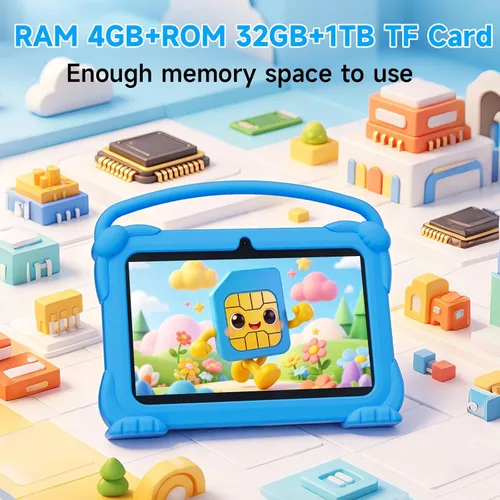 Miniatura 5 de YQSAVIOR Tabletas para niños, Tablet Android 12 para niños, 4 GB RAM 32 GB ROM, Tablet para niños pequeños de 7 pulgadas con pantalla IPS, control