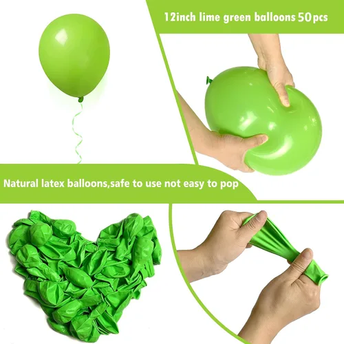 Miniatura 2 de FOTIOMRG Globos de color verde lima de 12 pulgadas, paquete de 50 globos de látex verde claro neón, calidad de helio para cumpleaños, baby shower