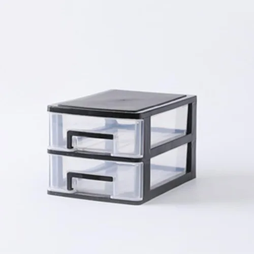 Miniatura 4 de Gatuida Organizador de cajones transparentes para maquillaje y cosméticos, mini caja de almacenamiento de plástico para escritorio, color negro