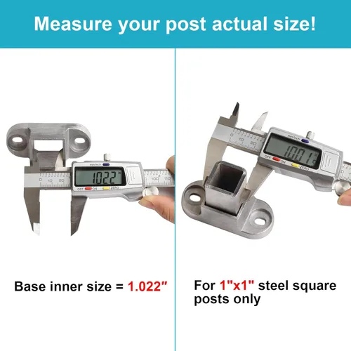 Miniatura 2 de Paquete de 20 bases de anclaje de poste cuadrado de aluminio para tubo cuadrado de 1 pulgada, soporte de valla de barandilla de cubierta, ligero