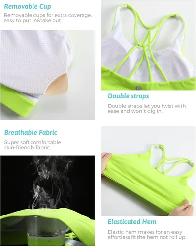 Miniatura 105 de Brasieres deportivos para mujer, con relleno, tipo camiseta sin mangas, sexis, con espalda cruzada, de alto impacto, largos, ideales para practicar
