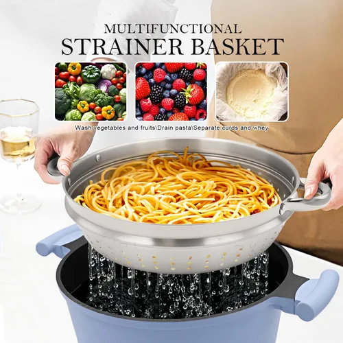 Miniatura 2 de Olla de vapor de 7 cuartos de galón para cocinar, olla grande con tapa, olla antiadherente con cesta de vapor de verduras y albóndigas, utensilios