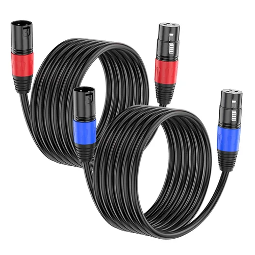 Miniatura 10 de Paquete de 2 cables XLR de 3.3 pies, cable de micrófono equilibrado de alta calidad con cable XLR de 3 pines macho a hembra, negro, cobre puro