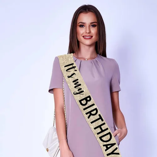 Miniatura 2 de Banda dorada de cumpleaños – Banda «It's My Birthday» – Decoración de cumpleaños dorada para mujeres, cumpleaños, niñas, accesorios de cumpleaños