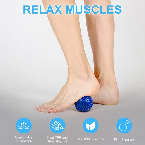 Miniatura 4 de URAQT Juego de 2 bolas de masaje con pinchos, bolas de masaje de terapia física, bola de lacrosse dura y bola de masaje con puntas para liberación