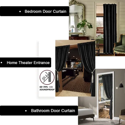 Miniatura 6 de XTMYI Paneles de Cortinas de Puerta Opacas de Terciopelo para Dormitorio, Aislamiento Térmico de Invierno Cálido con Pestaña Trasera y Bolsillo