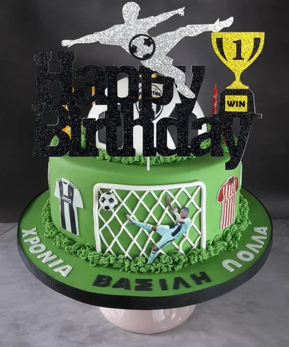 Miniatura 4 de Decoración de pastel de cumpleaños de fútbol, temática de fútbol para niños y adultos, fiesta de cumpleaños