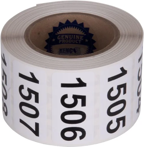 Miniatura 8 de Kenco - Etiquetas numeradas consecutivamente, vinilo duradero, autoadhesivas, medidas: 2 x 1 pulgada (rollo 4501-5000)