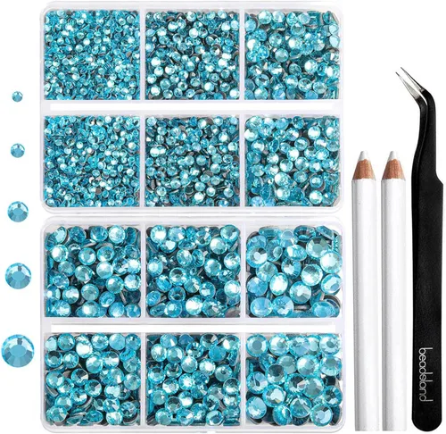 Miniatura 29 de 6736 piezas de diamantes de imitación Hotfix con parte trasera plana, diamantes de imitación rosa para manualidades y ropa, 5 tamaños mixtos, kit