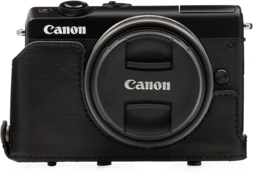 Miniatura 27 de MegaGear Canon EOS M100, M200 (0.591-1.772 in) Ever Ready - Funda de piel para cámara y correa, con acceso a la batería, color marrón oscuro, MG1326