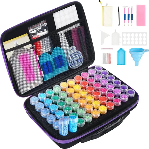 Miniatura 12 de Douorgan Contenedores de Almacenamiento de Pintura de Diamante Accesorios y Herramientas Organizador Portátil de Pintura de Diamante Estuche