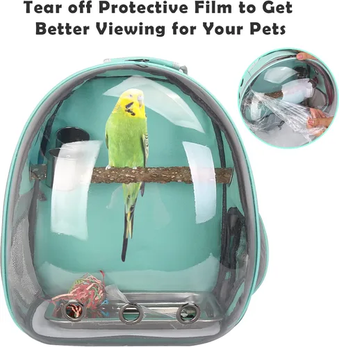 Miniatura 7 de Mochila para pájaros, jaula de viaje para pájaros con perca, bolsa portátil para pájaros silvestres, jaula de cacatúa con cuenco de comida y bandeja