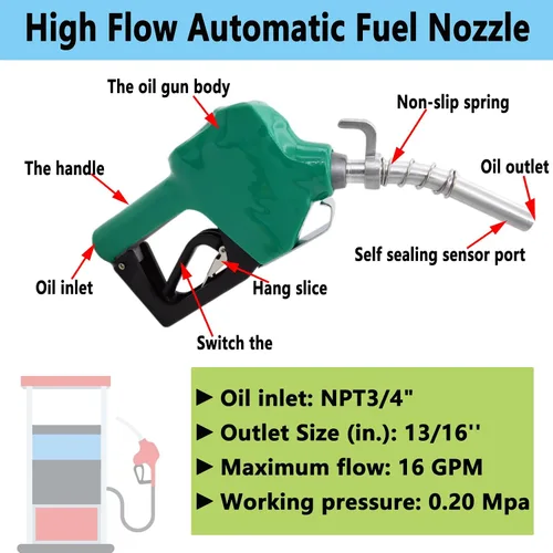 Miniatura 5 de Boquilla de combustible automática NPT de 3/4", boquilla de combustible de apagado automático LIYYOO, boquilla de combustible automática de alto