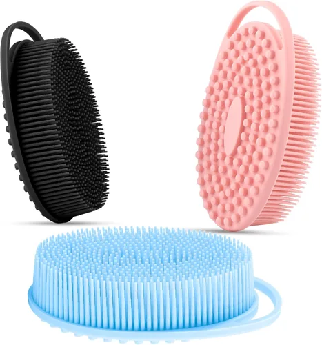 Miniatura 10 de Paquete de 3 unidades de esponja de silicona suave, exfoliante corporal de silicona suave, cepillo corporal de silicona para baño y ducha