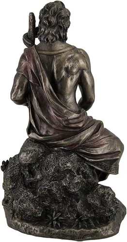 Miniatura 4 de Veronese Design Asclepius griego Dios de la medicina sosteniendo serpiente entrelazada estatua bronceada