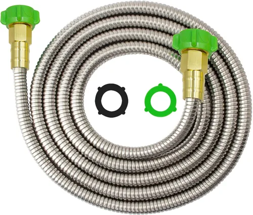YANWOO Manguera de jardín de acero inoxidable 304 de 10 pies con conector de metal hembra a hembra, manguera de agua flexible y ligera (10 pies)