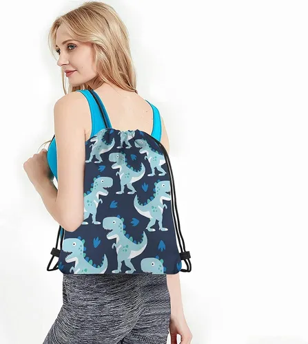 Miniatura 4 de Beabes Bolsas con cordón de rayas retro bohemias, mochila con cordón para gimnasio, Multi-a105, 14x16.9 Inch, Mochilas de viaje