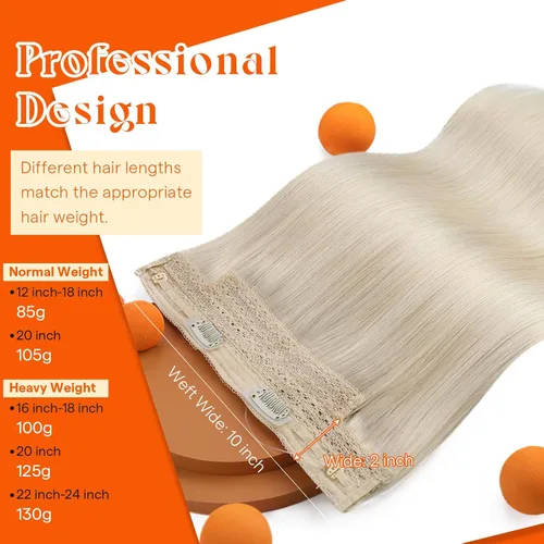 Miniatura 2 de Sunny Hair - Extensiones de cabello humano con banda invisible, color rubio platino (#60), 20 pulgadas