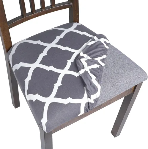 Miniatura 22 de SearchI Fundas de Asiento para Sillas de Comedor Elásticas con Estampado Juego de 6 Fundas de Asiento de Silla, Protector de Cojín de Silla Tapizada