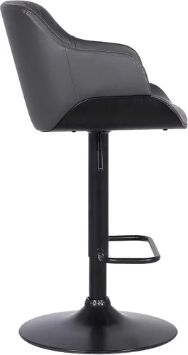 Miniatura 4 de Armen Living Toby Taburete giratorio de piel sintética, ajustable, gris y negro