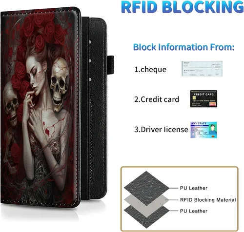 Miniatura 170 de Funda para chequera para hombres y mujeres, cartera de cuero RFID con ranuras para tarjetas de crédito, soporte de cheques duplicados personales