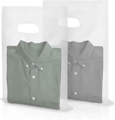 Miniatura 9 de Houseables Bolsas de compras de plástico para mercancías, bolsa al por menor, 16"x18", paquete de 100, 1.75 mil de grosor, blanco y negro, asas