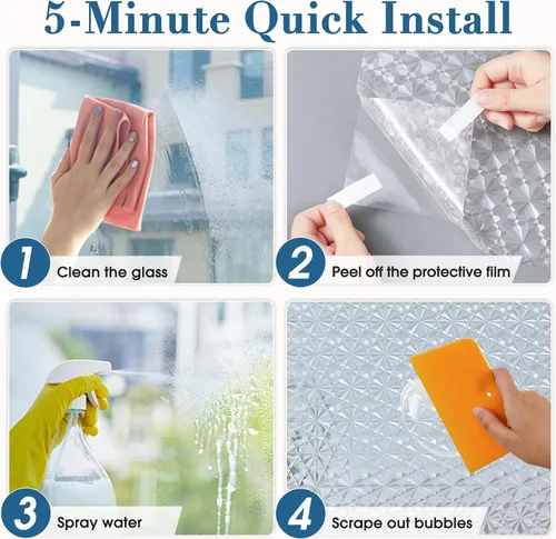 Miniatura 8 de Windimiley Película de Privacidad para Ventana con Bloqueo Total, Película de Ventana de Vidrio Manchado Control de Calor UV, Película Decorativa