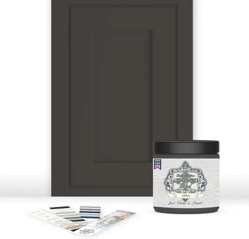 Pintura TODO EN UNO, Abbey (gris cálido), Muestra de 8oz - Pintura duradera para gabinetes y muebles. Imprimación y capa superior incorporadas, no