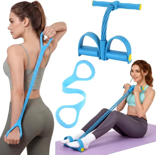 2 bandas de resistencia de fitness, 6 tubos de resistencia de pedal con asas, 8 formas, cuerdas elásticas de entrenamiento multifunción para