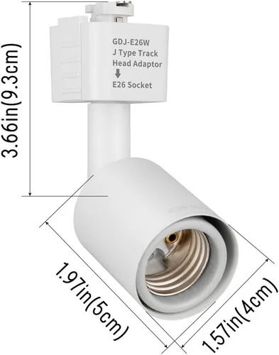 Miniatura 4 de mirrea Cabezal de iluminación de riel tipo J a E26 Adaptador de base de tornillo mediano Dirección de luz ajustable paquete de 3 (blanco)