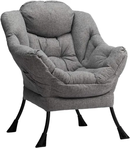 Miniatura 16 de HollyHOME - Silla perezosa con reposabrazos y bolsillo lateral, cómoda silla de sala de acento, sofá de ocio para sala de estar, recámara
