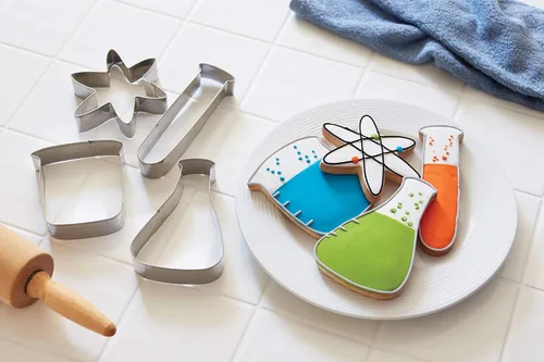 Miniatura 2 de Fox Run Juego de cortadores de galletas científicas, cortador de galletas de laboratorio de química, juego de 4