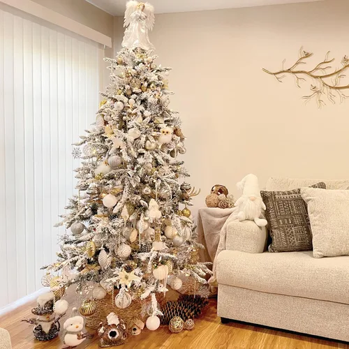 Miniatura 2 de Fraser Hill Farm - Árbol de Navidad preiluminado Mountain Pine de 6.5 pies, con luces inteligentes incandescentes blancas, muy nevado, follaje
