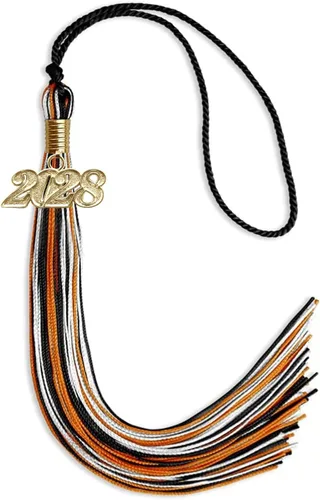 Miniatura 99 de Endea Graduation Borla mixta de triple color con gota de fecha dorada (negro/dorado/blanco, 2021)