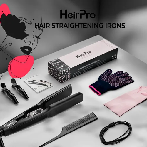 Miniatura 6 de Plancha de cerámica con placa flotante 3D, plancha de pelo con 15 temperaturas para cabello grueso, mango ergonómico de silicona, pantalla LCD, Negro