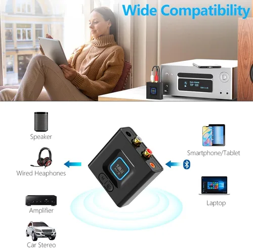Miniatura 3 de 1Mii Receptor Bluetooth 5.1 para estéreo doméstico, adaptador de audio Bluetooth con RCA de 0.138 in, transmisión de música inalámbrica de alta
