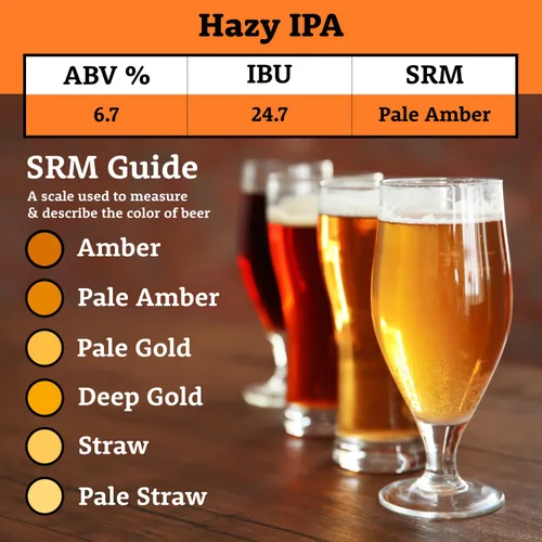 Miniatura 6 de My Brew Supply Hazy IPA Extract Kit Extracto de malta seca pálida Trigo y avena en copos Azúcar de maíz Azacca y lúpulo de mosaico