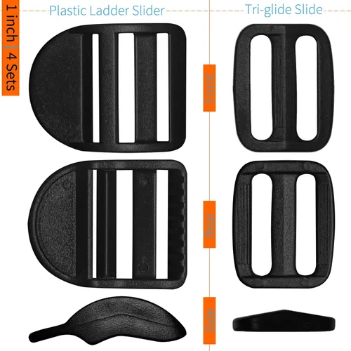 Miniatura 4 de LASIGHT Paquete de 4 hebillas de bloqueo de escalera deslizante y deslizador de triple deslizamiento para correas de 3/4", 1", 1-1/4", 1-1/2", 2