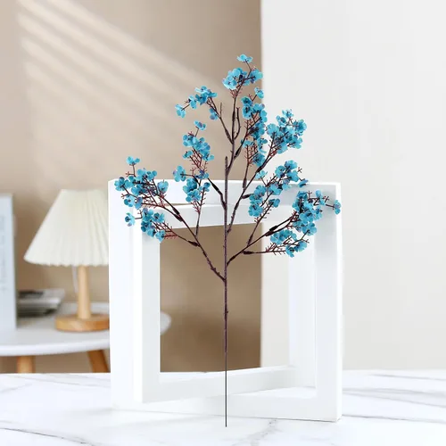 Miniatura 4 de JAKY-Global - Flores velo de novia artificiales, tela de seda, 6 ramos de plantas falsas europeas para decoración de bodas, ramos de tacto real, Azul