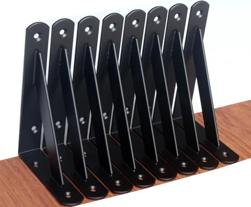Miniatura 42 de Paquete de 16 soportes de estante resistentes negros de 20 pulgadas de largo x 12 pulgadas de alto con tornillos, soportes de estante de metal