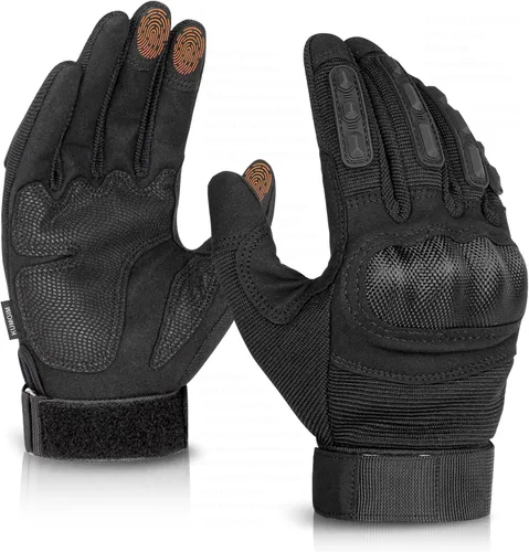KUMGIM Guantes tácticos para hombres y mujeres, guantes de motocicleta negros para pantalla táctil con carcasa dura para Airsoft, paintball,