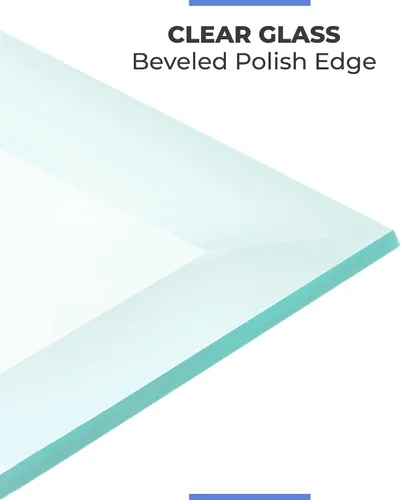 Miniatura 5 de Tablero de vidrio templado transparente de 10 pulgadas cuadradas con borde biselado de 1/2 pulgada de espesor para mesas de comedor, de café