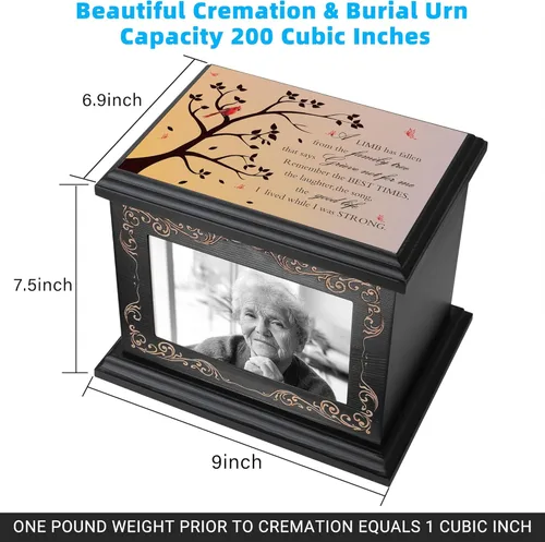Miniatura 2 de Urnas de cremación para cenizas humanas de adultos hombres o mujeres, urnas funerarias conmemorativas para cenizas con marco de fotos, caja de urnas