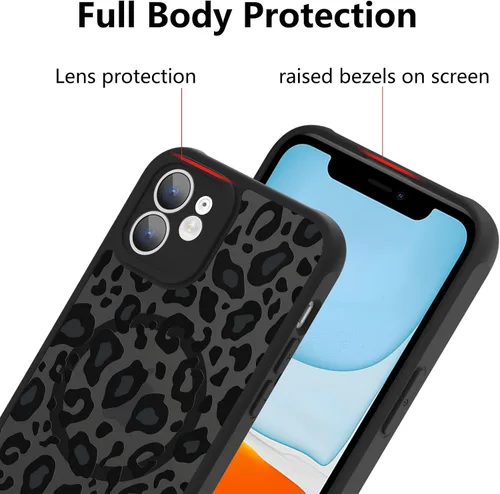 Miniatura 2 de KANGHAR - Funda para iPhone 11 [Compatible con Magsafe] Patrón estampado de leopardo Lindo guepardo Funda protectora magnética para niñas, mujeres