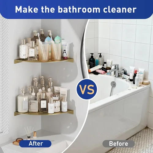 Miniatura 7 de Estantes esquineros para ducha, capacidad de carga, 40 libras, estante de acero inoxidable 304 para ducha, no se oxida, estante de esquina de ducha