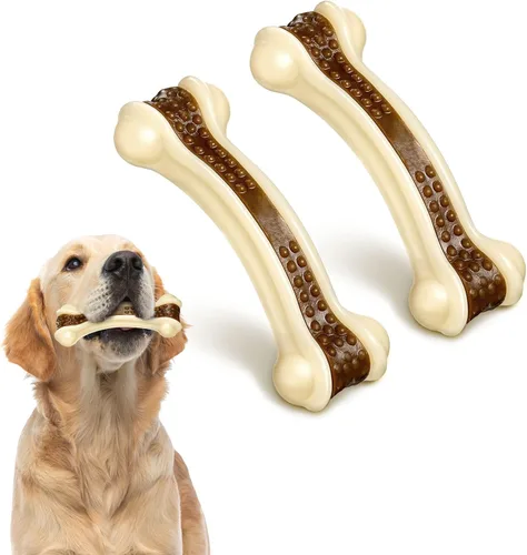 Miniatura 12 de Sosation Juguetes para perros en forma de huesos para masticadores agresivos, paquete de 2 juguetes navideños para masticar perros, dentición