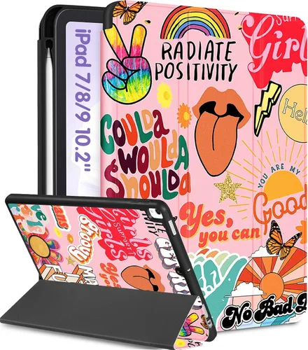 Miniatura 7 de Uppuppy para iPad 9ª/8ª/7ª Generación Funda de 10.2 Pulgadas para Niñas Lindas Mujeres Folio Smart Cover con Soporte para Lápices Diseño de Labios